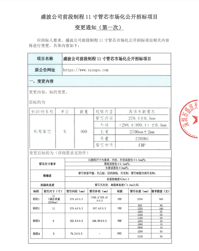关于盛波公司前段制程11寸管芯市场化公开im体育运动平台项目变更澄清函